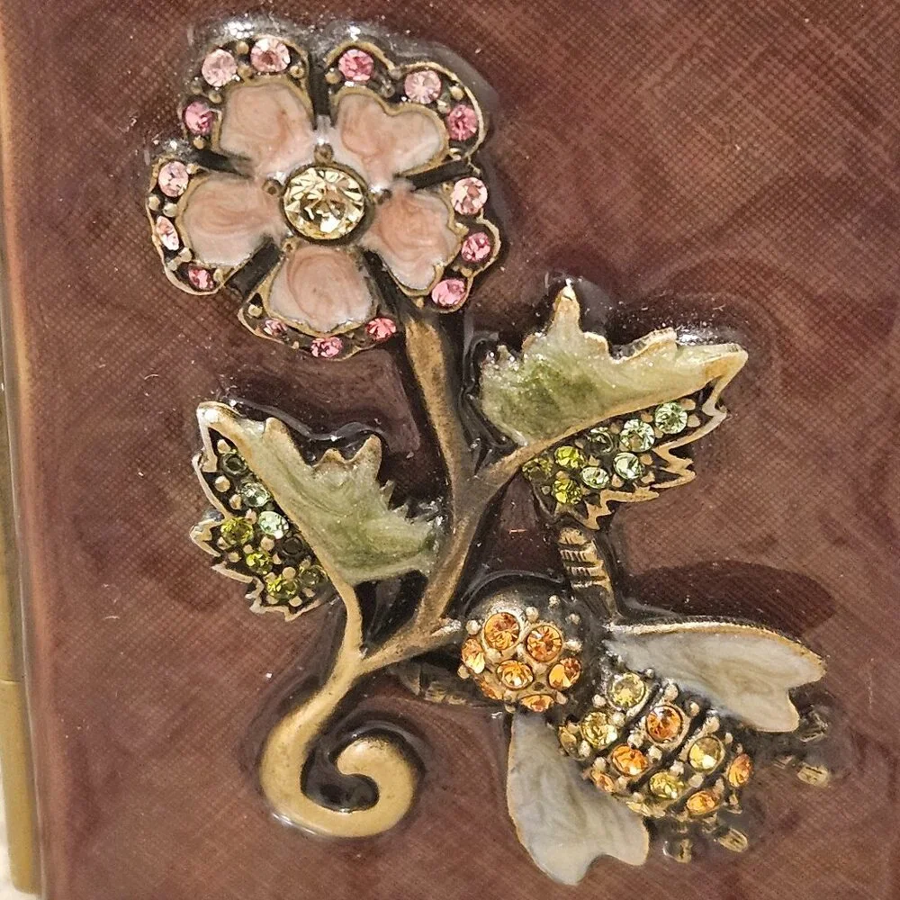 RARE HANDSIGNED JAY STRONGWATER BEE FLOWER TRAVEL FOLDING CRYSTAL ENAMEL FRAME